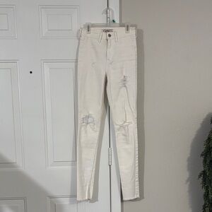 Hollister Women’s High Rise White Distressed Super Skinny Jeans | Size 23 00
